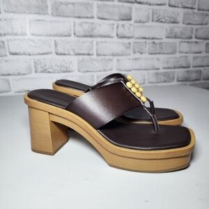 Lucky Brand Women's Mandelina Platform Thong Brown Boho Size 8M